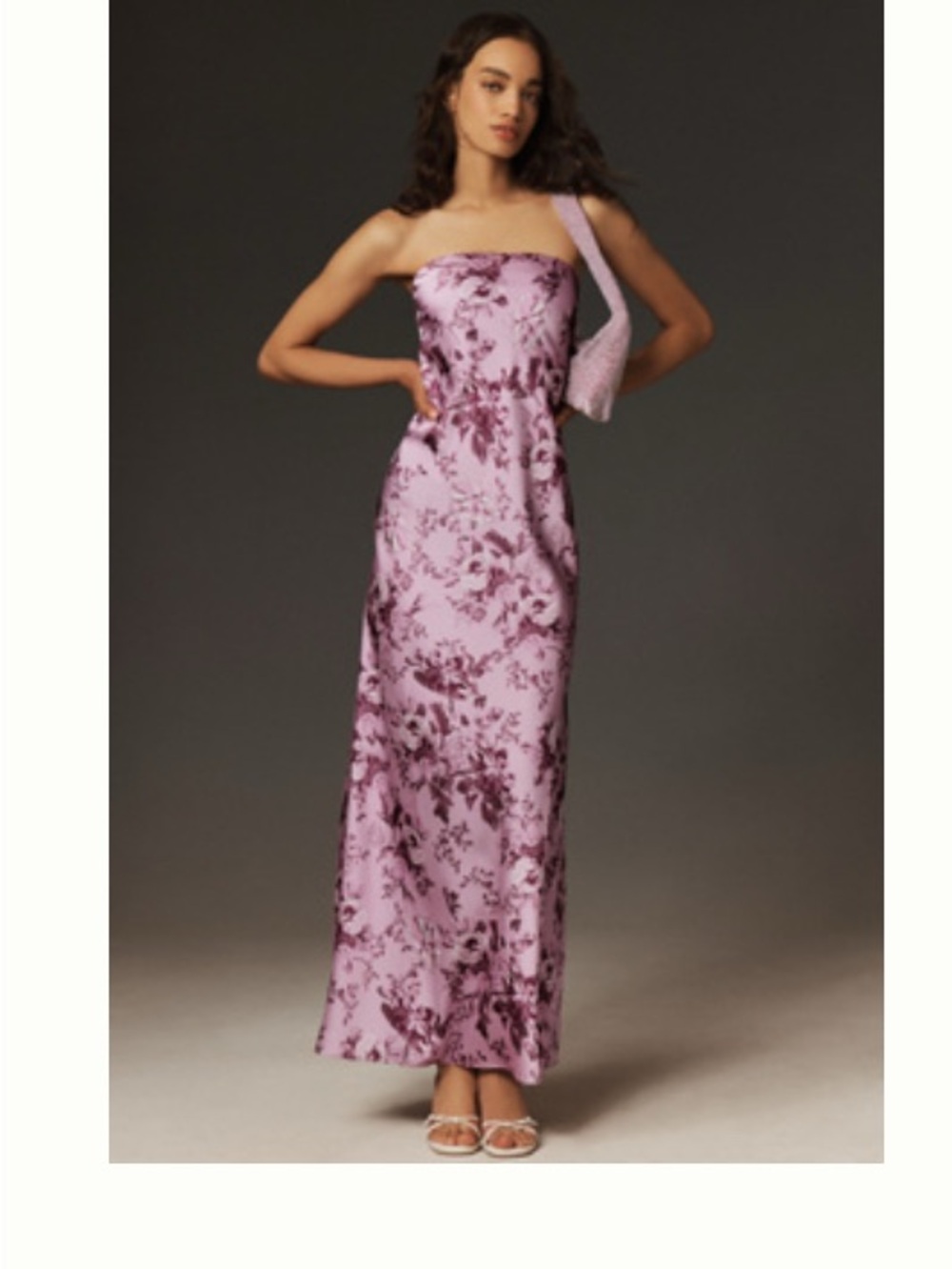 BHLDN MIA STRAPLESS SIDE-SLIT SATIN COLUMN MAXI DRESS
